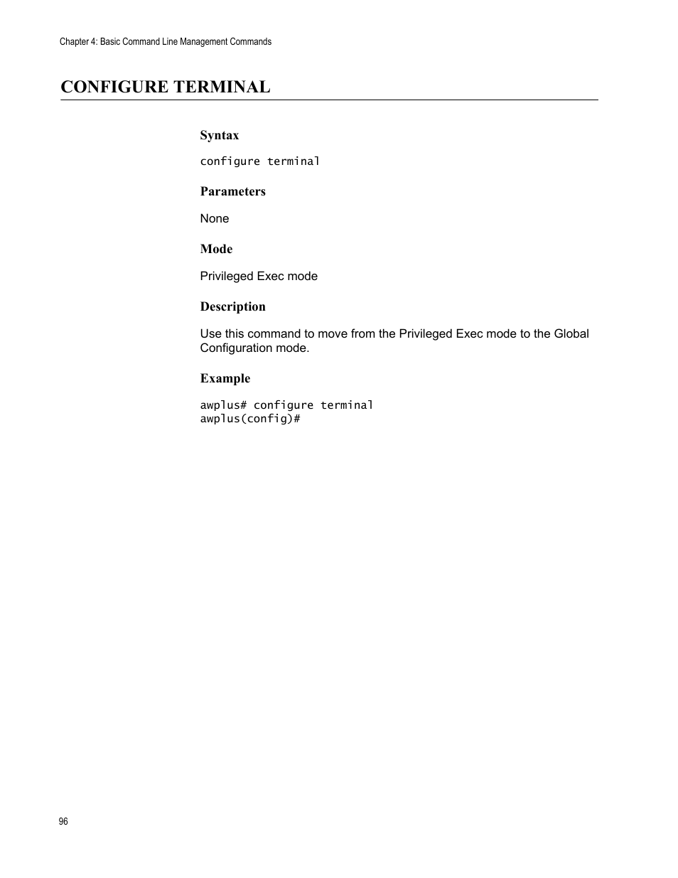 Configure terminal | Allied Telesis AT-FS970M Series User Manual | Page 96 / 1938