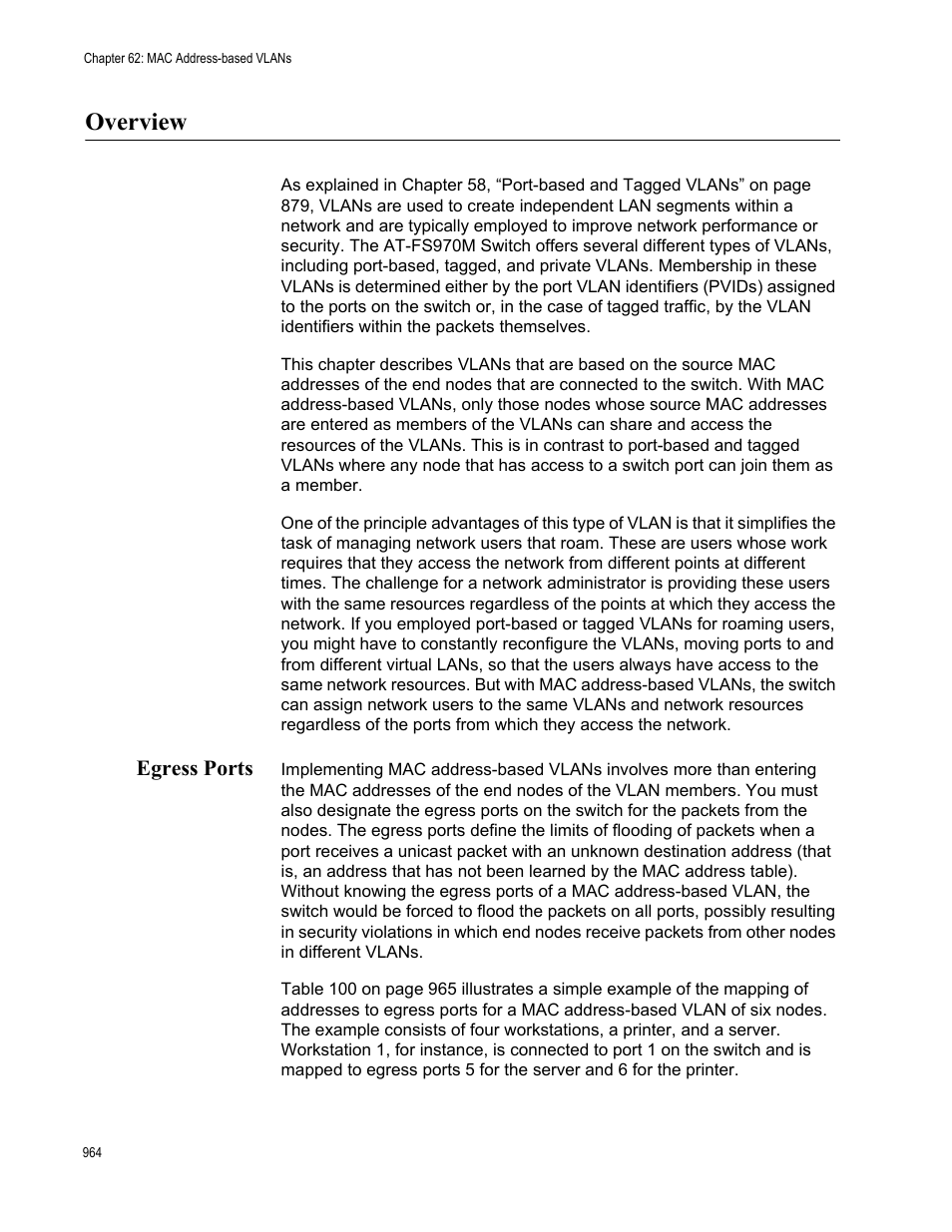 Overview, Egress ports | Allied Telesis AT-FS970M Series User Manual | Page 964 / 1938