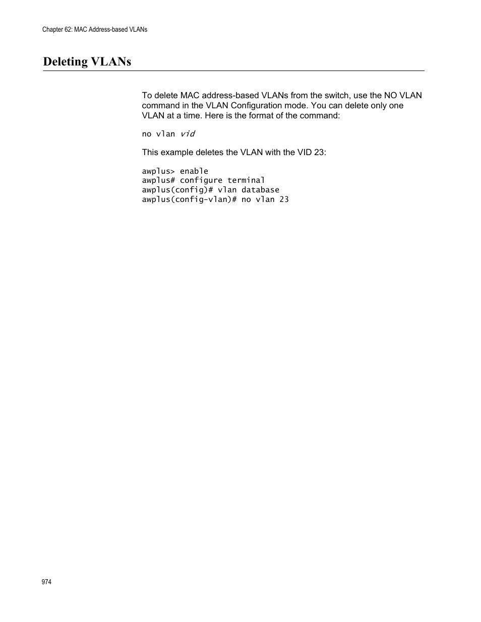 Deleting vlans | Allied Telesis AT-FS970M Series User Manual | Page 974 / 1938