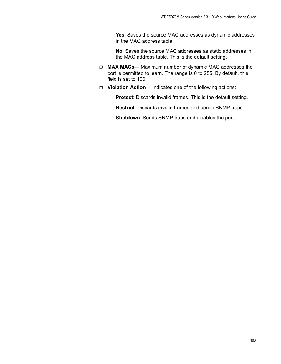 Allied Telesis AT-FS970M Series User Manual | Page 183 / 330