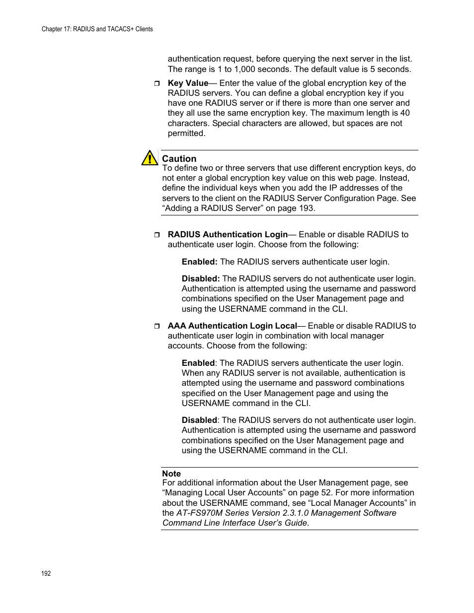 Allied Telesis AT-FS970M Series User Manual | Page 192 / 330