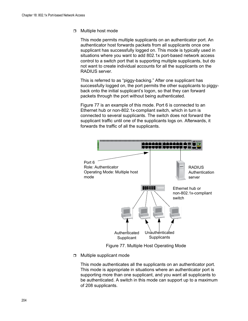 Figure 77: multiple host operating mode | Allied Telesis AT-FS970M Series User Manual | Page 204 / 330