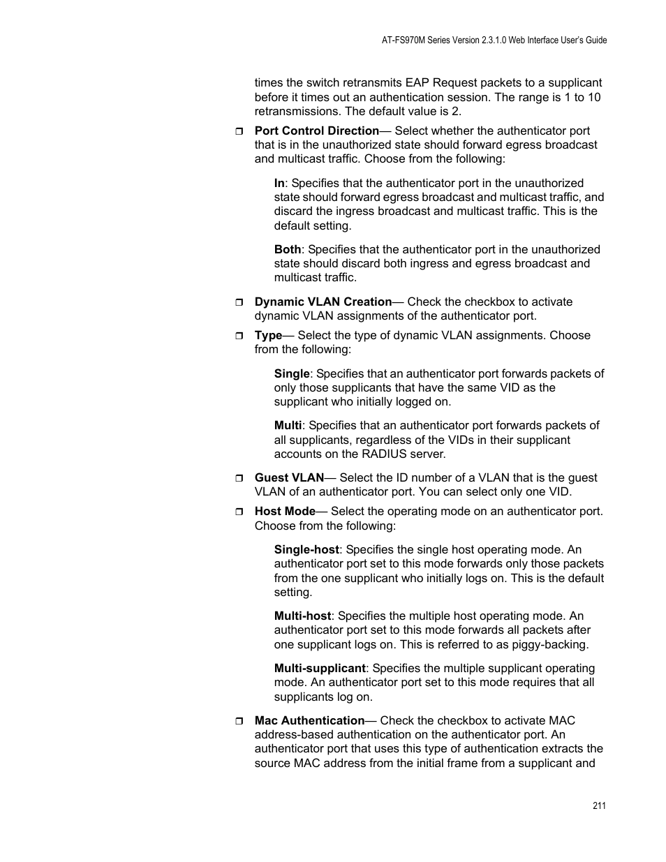 Allied Telesis AT-FS970M Series User Manual | Page 211 / 330