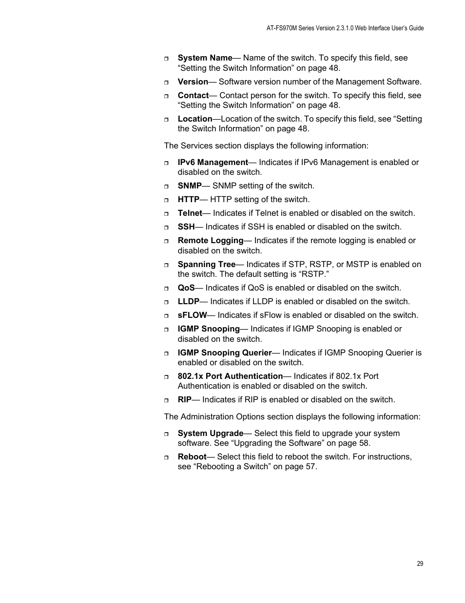 Allied Telesis AT-FS970M Series User Manual | Page 29 / 330