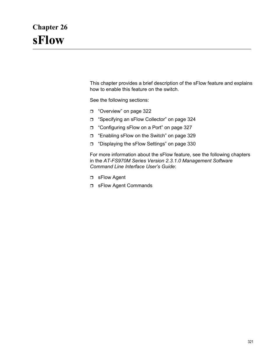 Chapter 26, Sflow | Allied Telesis AT-FS970M Series User Manual | Page 321 / 330