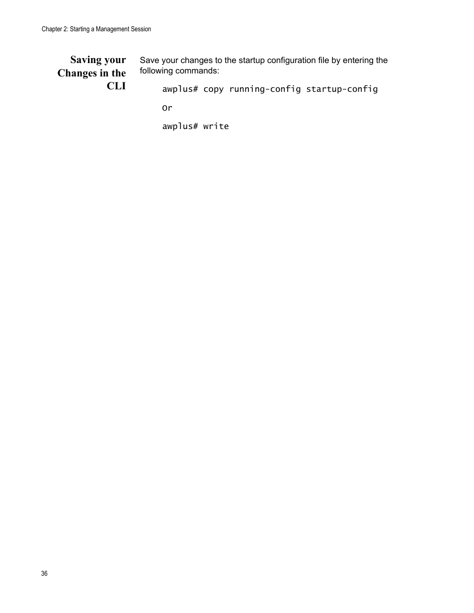 Saving your changes in the cli | Allied Telesis AT-FS970M Series User Manual | Page 36 / 330