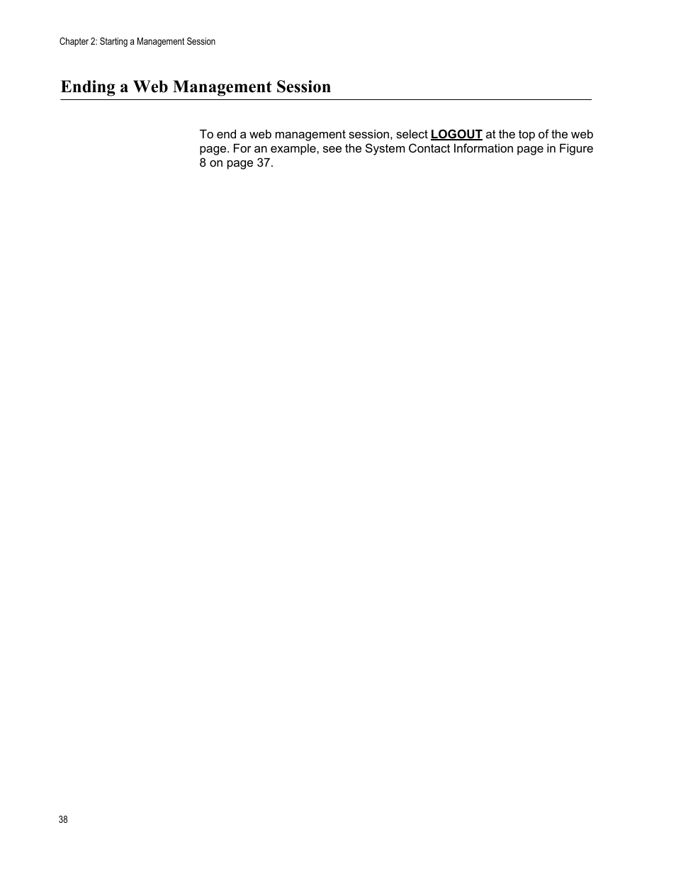 Ending a web management session | Allied Telesis AT-FS970M Series User Manual | Page 38 / 330