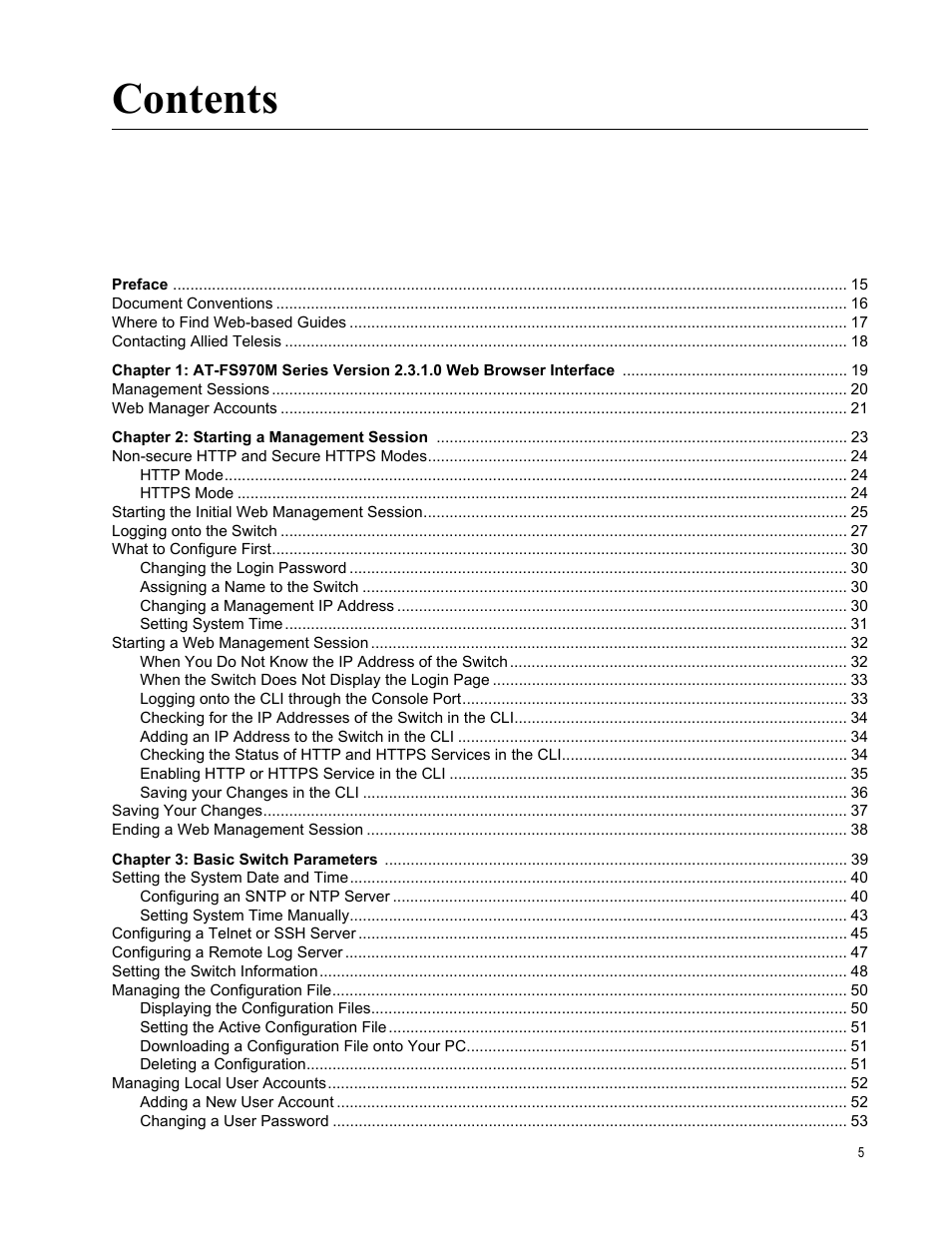 Allied Telesis AT-FS970M Series User Manual | Page 5 / 330