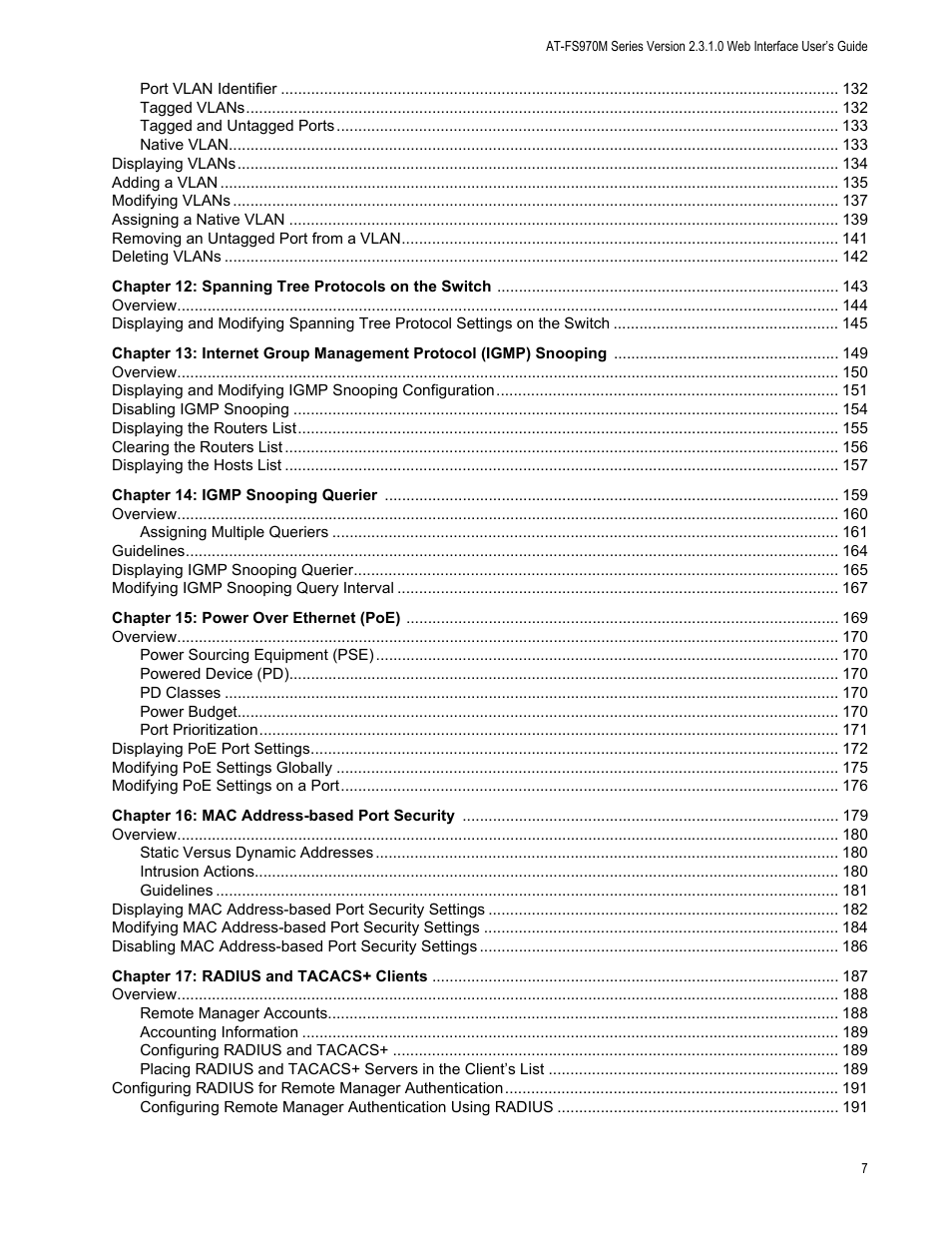 Allied Telesis AT-FS970M Series User Manual | Page 7 / 330