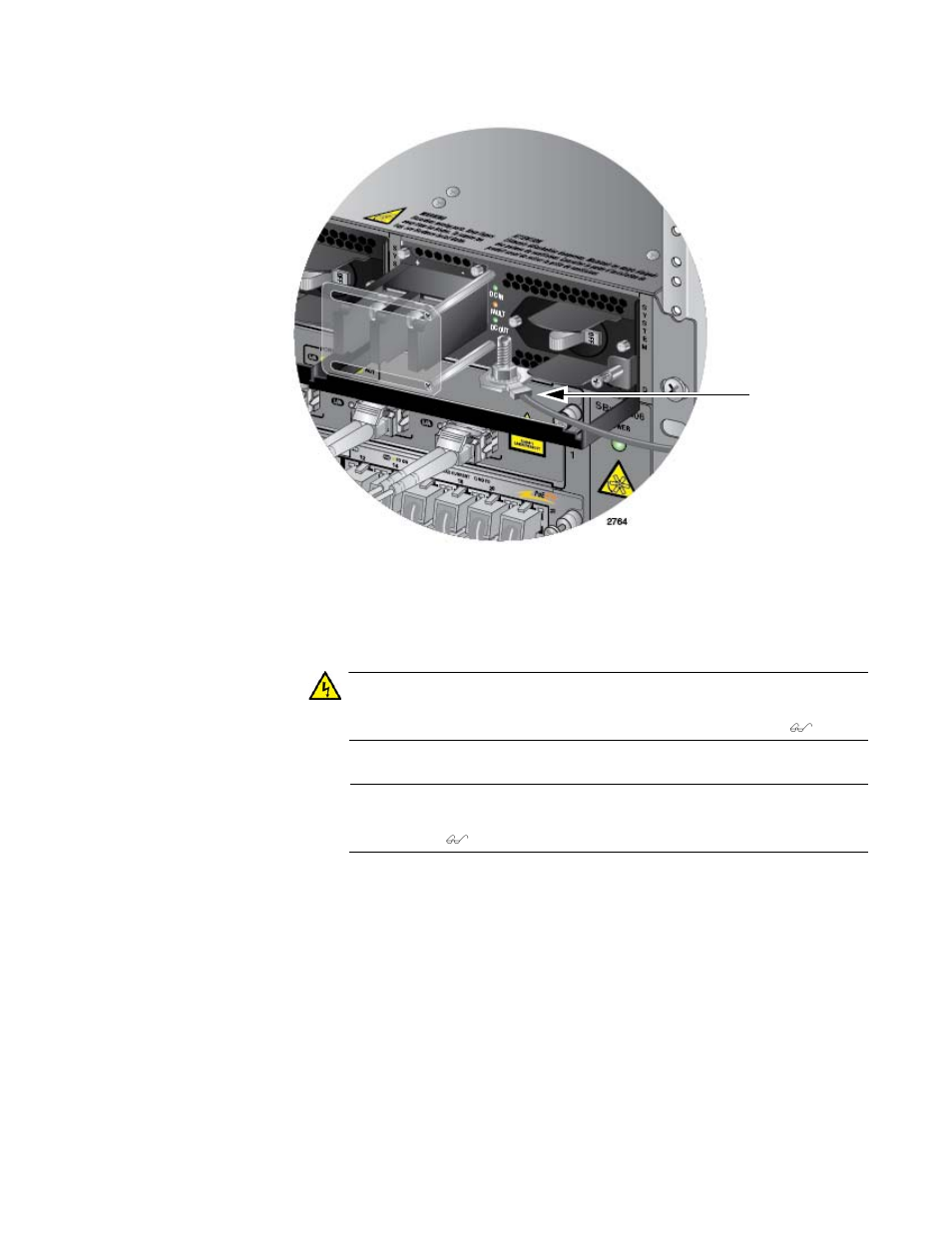 Figure 124: installing the grounding wire | Allied Telesis AT-SBx31CFC960 User Manual | Page 183 / 288