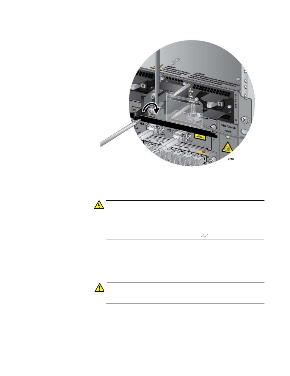 Figure 147: connecting the negative lead wire | Allied Telesis AT-SBx31CFC960 User Manual | Page 201 / 288