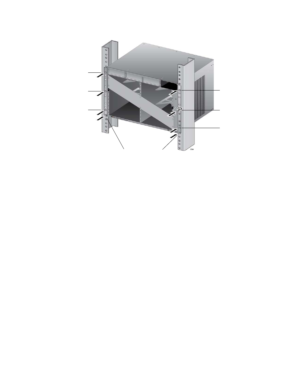 Figure 40: installing the rack mount screws | Allied Telesis AT-SBx31CFC960 User Manual | Page 100 / 294