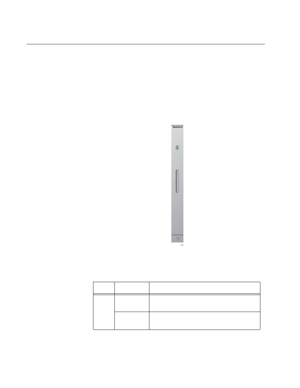 At-sbxfan12 module, Figure 9: at-sbxfan12 module, Table 4. at-sbxfan12 module led | Allied Telesis AT-SBx31CFC960 User Manual | Page 30 / 294