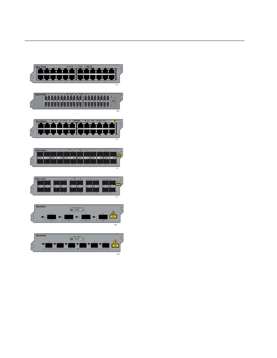 Ethernet line cards, Figure 11: ethernet line cards | Allied Telesis AT-SBx31CFC960 User Manual | Page 34 / 294