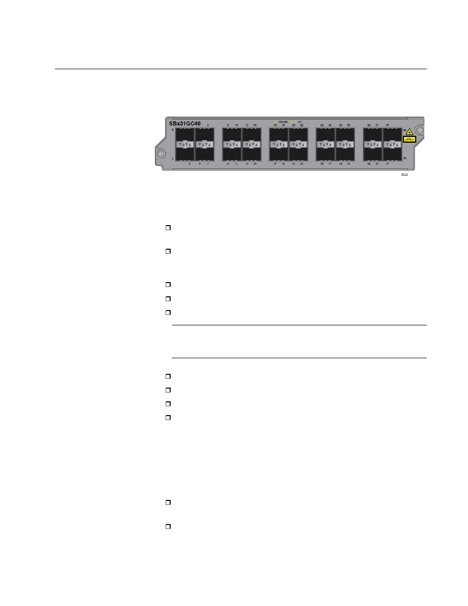 At-sbx31gc40 line card, Figure 21: at-sbx31gc40 line card | Allied Telesis AT-SBx31CFC960 User Manual | Page 45 / 294