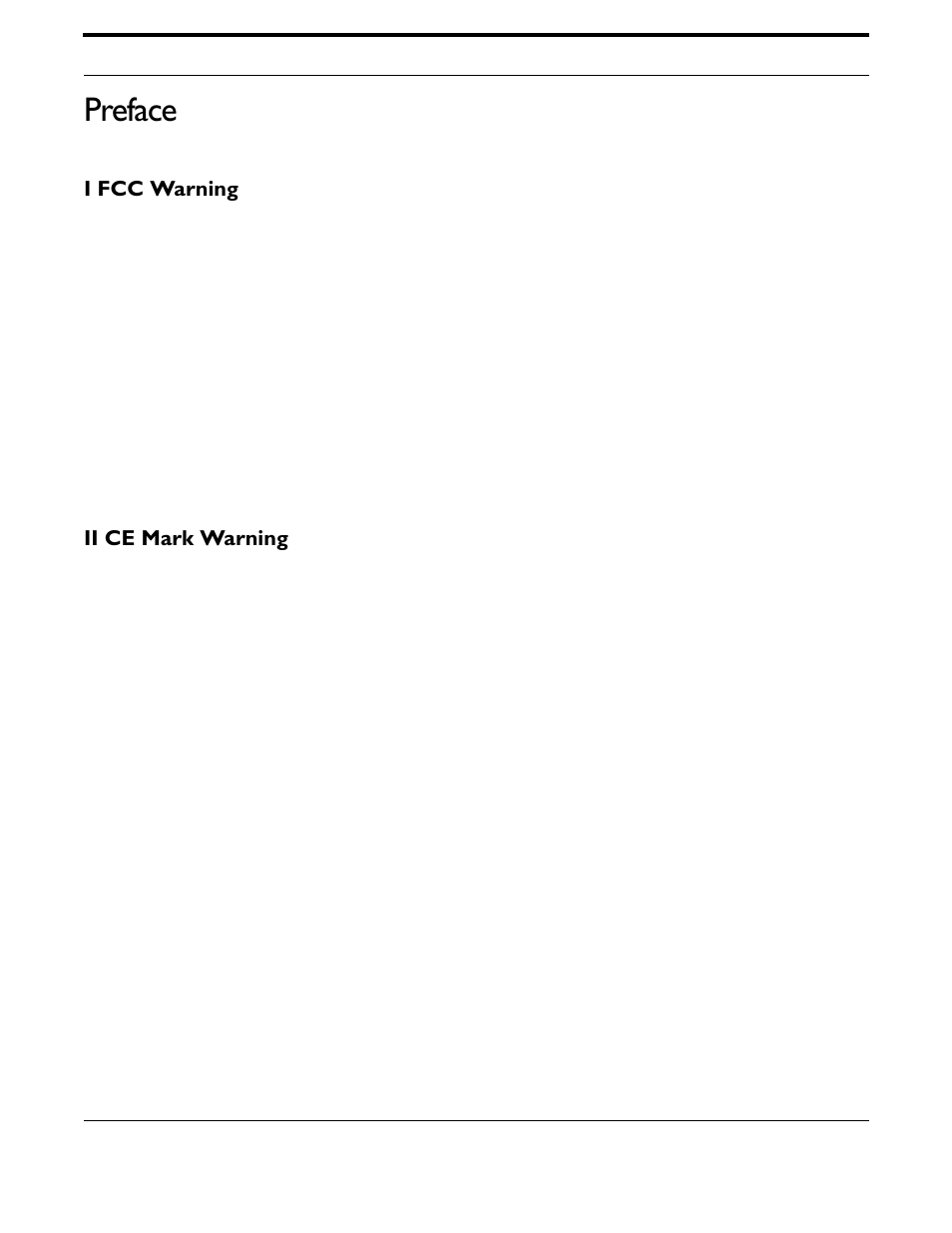 Preface, I fcc warning, Ii ce mark warning | Allied Telesis AT-IMC1000T/SFP User Manual | Page 3 / 23