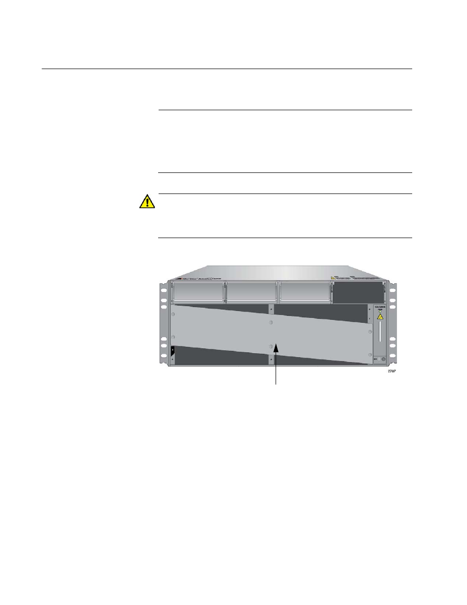Installing the brackets on the chassis, Figure 13: shipping brace | Allied Telesis AT-SBx3106WMB User Manual | Page 32 / 44