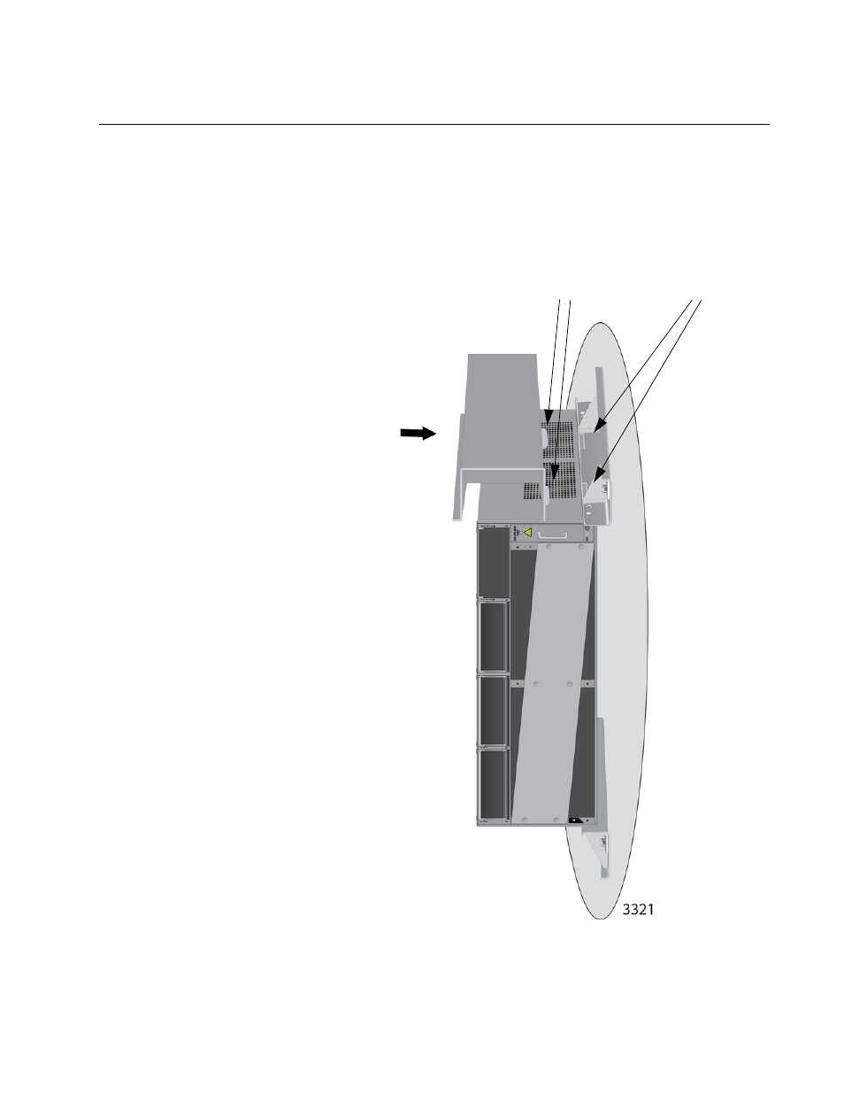 Installing the vent covers, Figure 21: installing the top vent cover | Allied Telesis AT-SBx3106WMB User Manual | Page 39 / 44