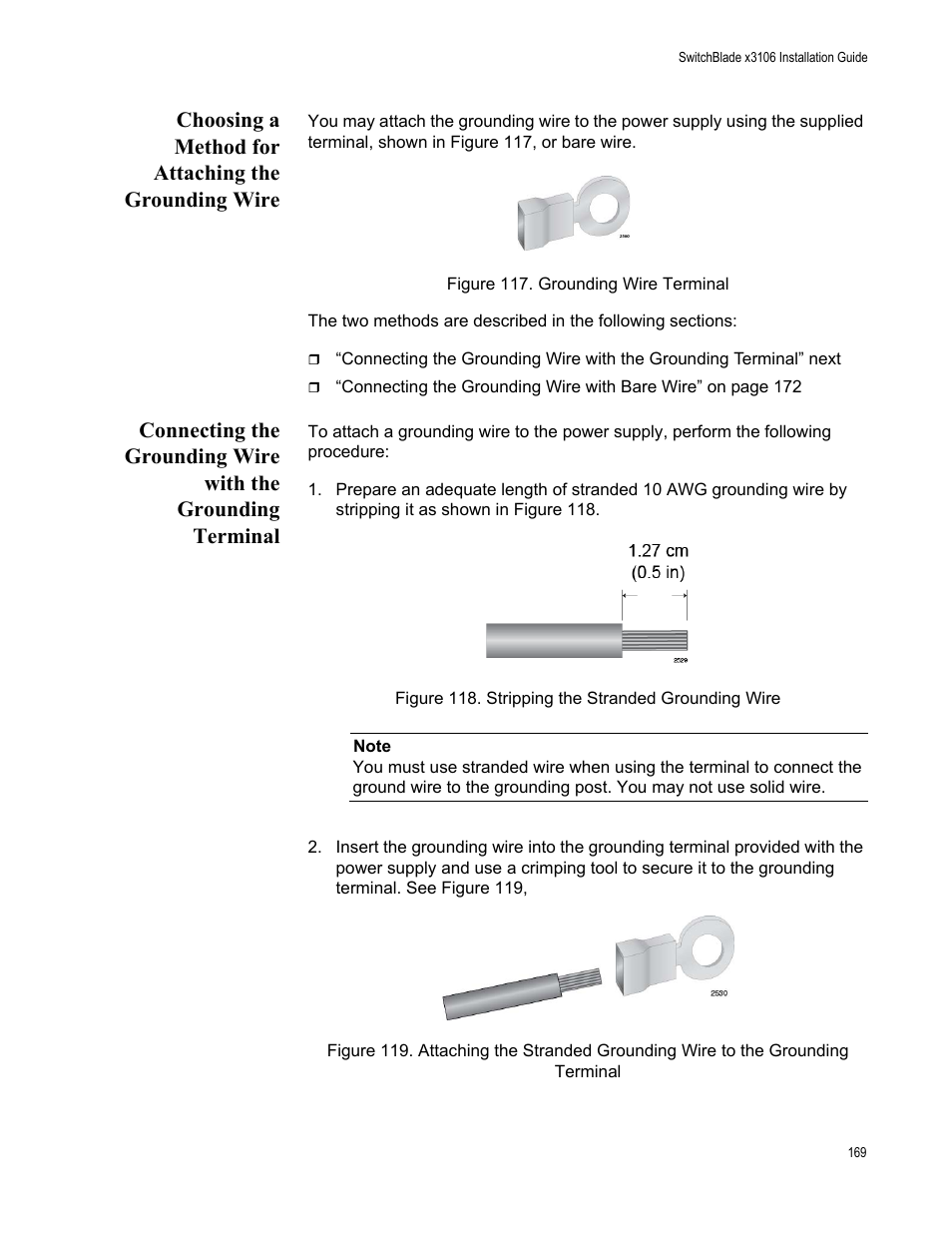 Choosing a method for attaching the grounding wire | Allied Telesis SwitchBlade x3106 User Manual | Page 169 / 260