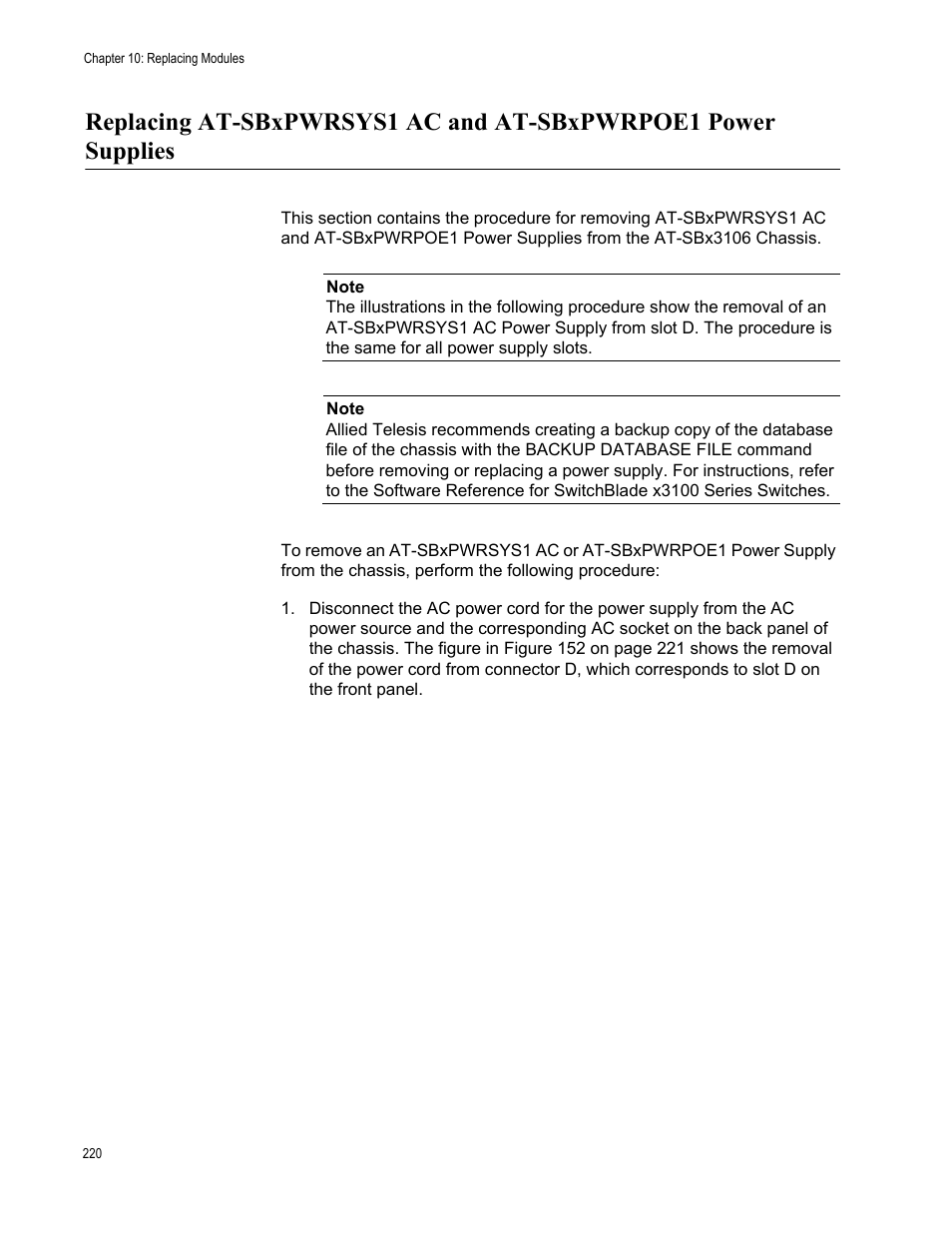 Allied Telesis SwitchBlade x3106 User Manual | Page 220 / 260