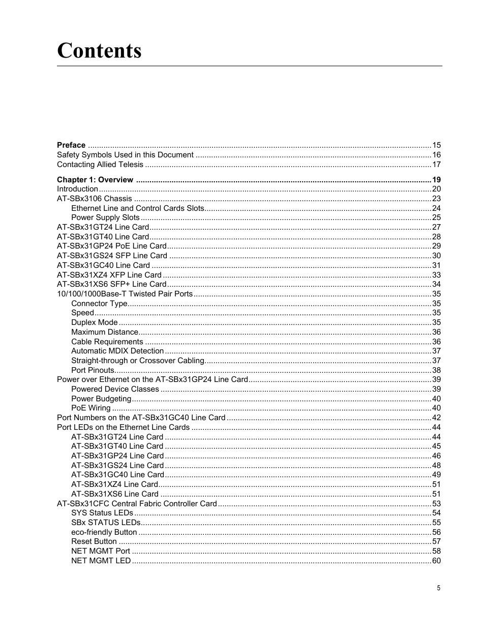 Allied Telesis SwitchBlade x3106 User Manual | Page 5 / 260