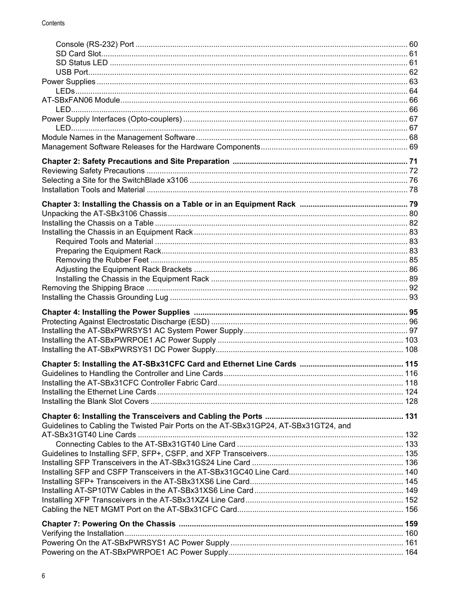 Allied Telesis SwitchBlade x3106 User Manual | Page 6 / 260