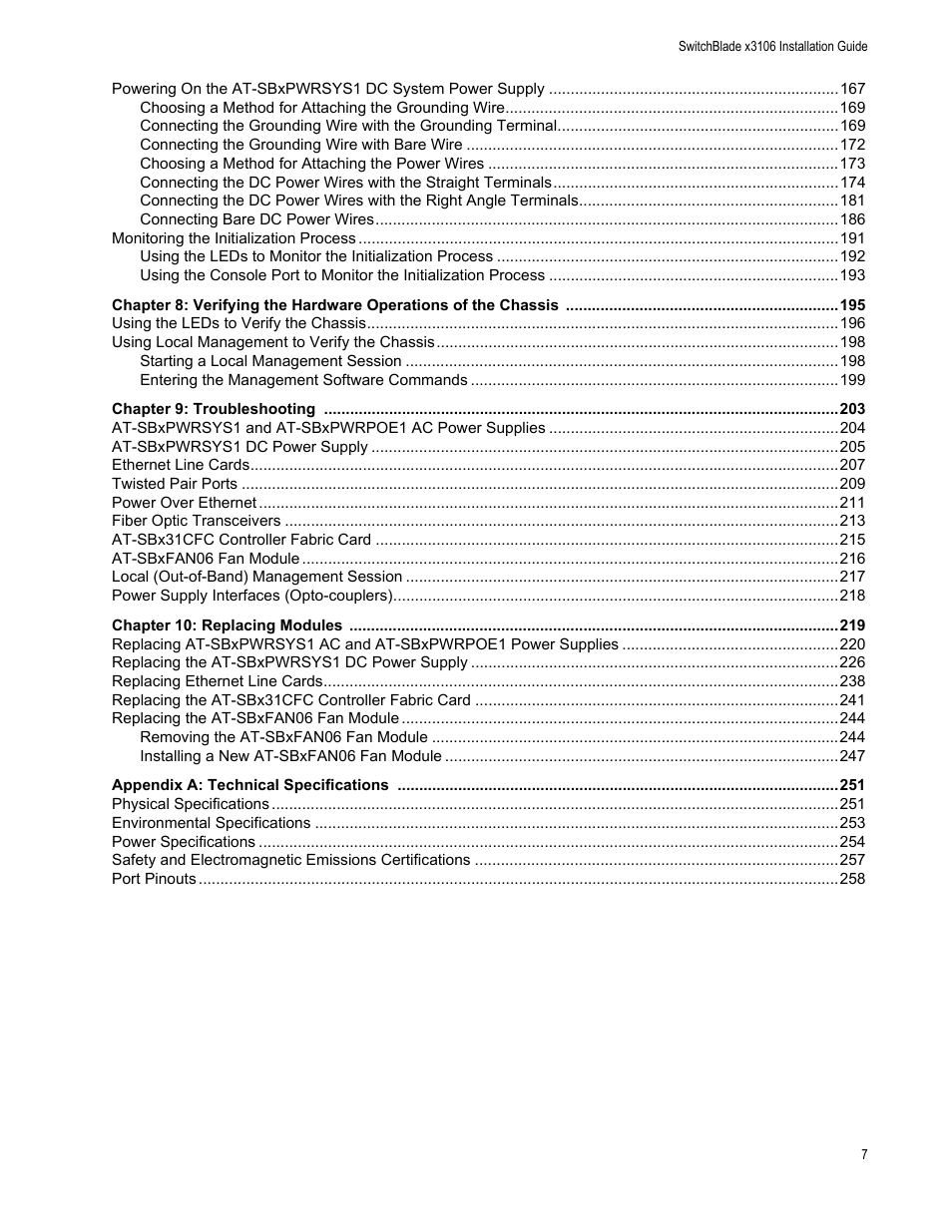 Allied Telesis SwitchBlade x3106 User Manual | Page 7 / 260