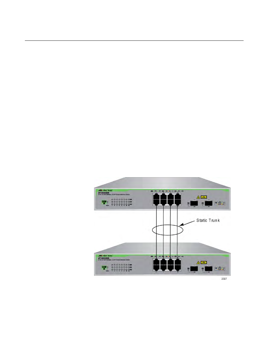 Overview, Figure 35. static port trunk example | Allied Telesis AT-GS950/8 User Manual | Page 100 / 404