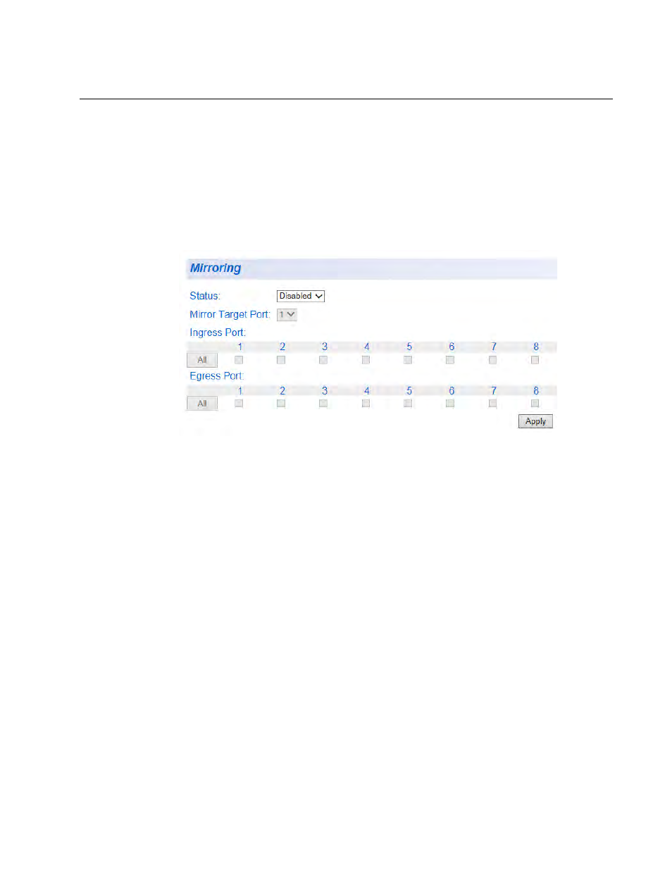 Port mirroring configuration | Allied Telesis AT-GS950/8 User Manual | Page 121 / 404