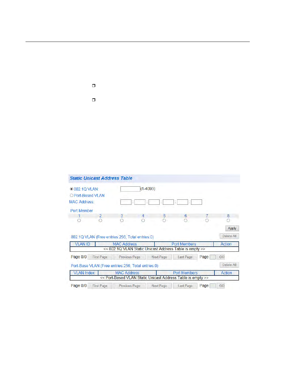 Static unicast mac address configuration | Allied Telesis AT-GS950/8 User Manual | Page 132 / 404