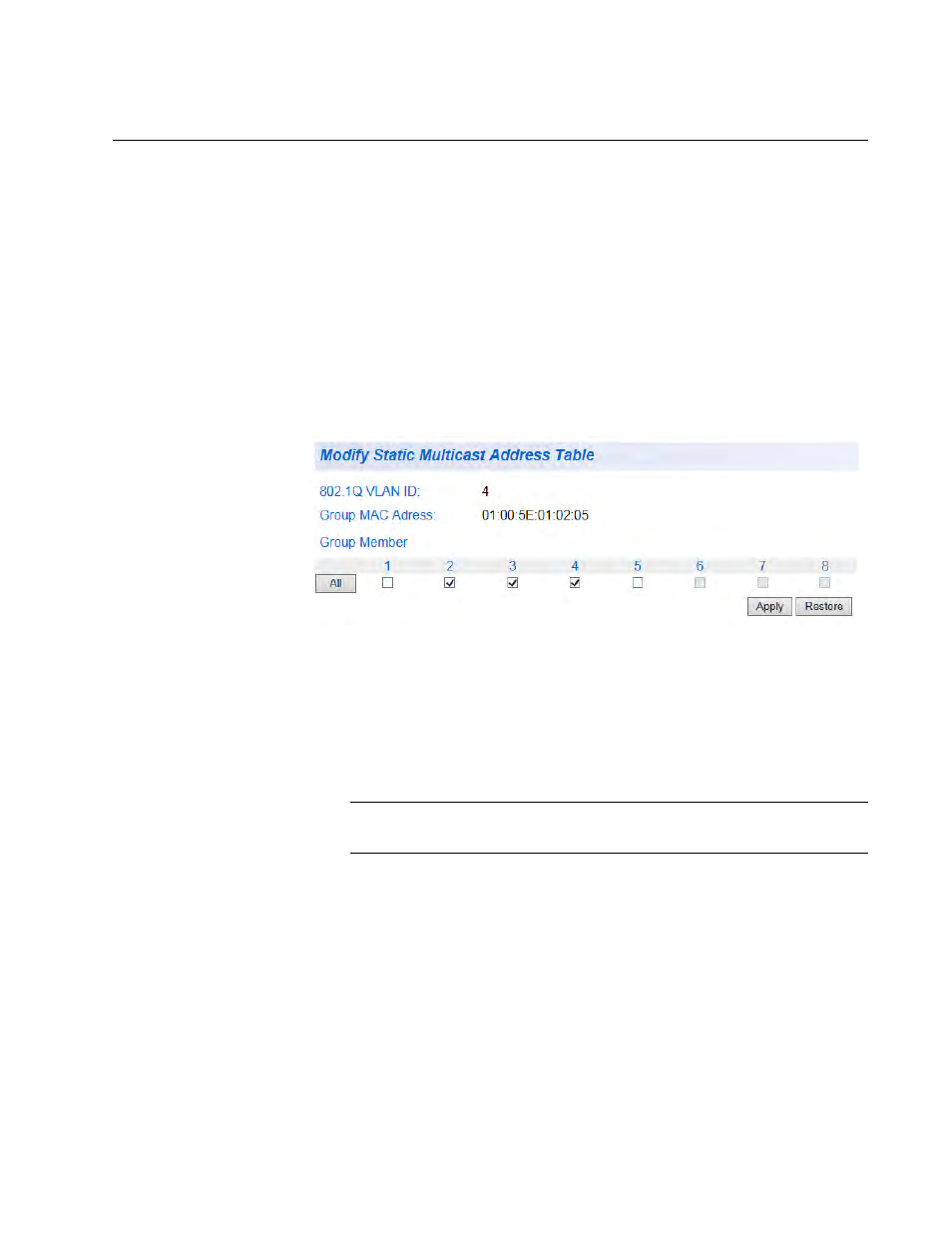 Modify static multicast address | Allied Telesis AT-GS950/8 User Manual | Page 139 / 404