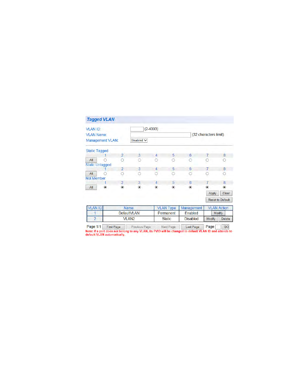 Modify a tagged vlan | Allied Telesis AT-GS950/8 User Manual | Page 168 / 404