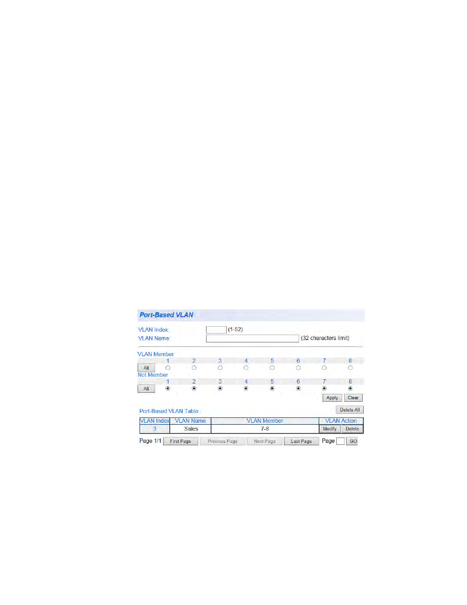 Modify a port- based vlan, Modify a port-based vlan | Allied Telesis AT-GS950/8 User Manual | Page 174 / 404