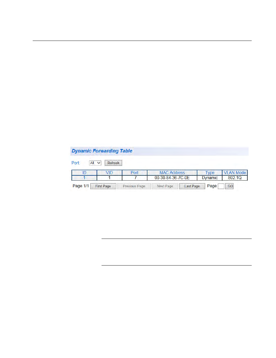 View dynamic forwarding table | Allied Telesis AT-GS950/8 User Manual | Page 177 / 404