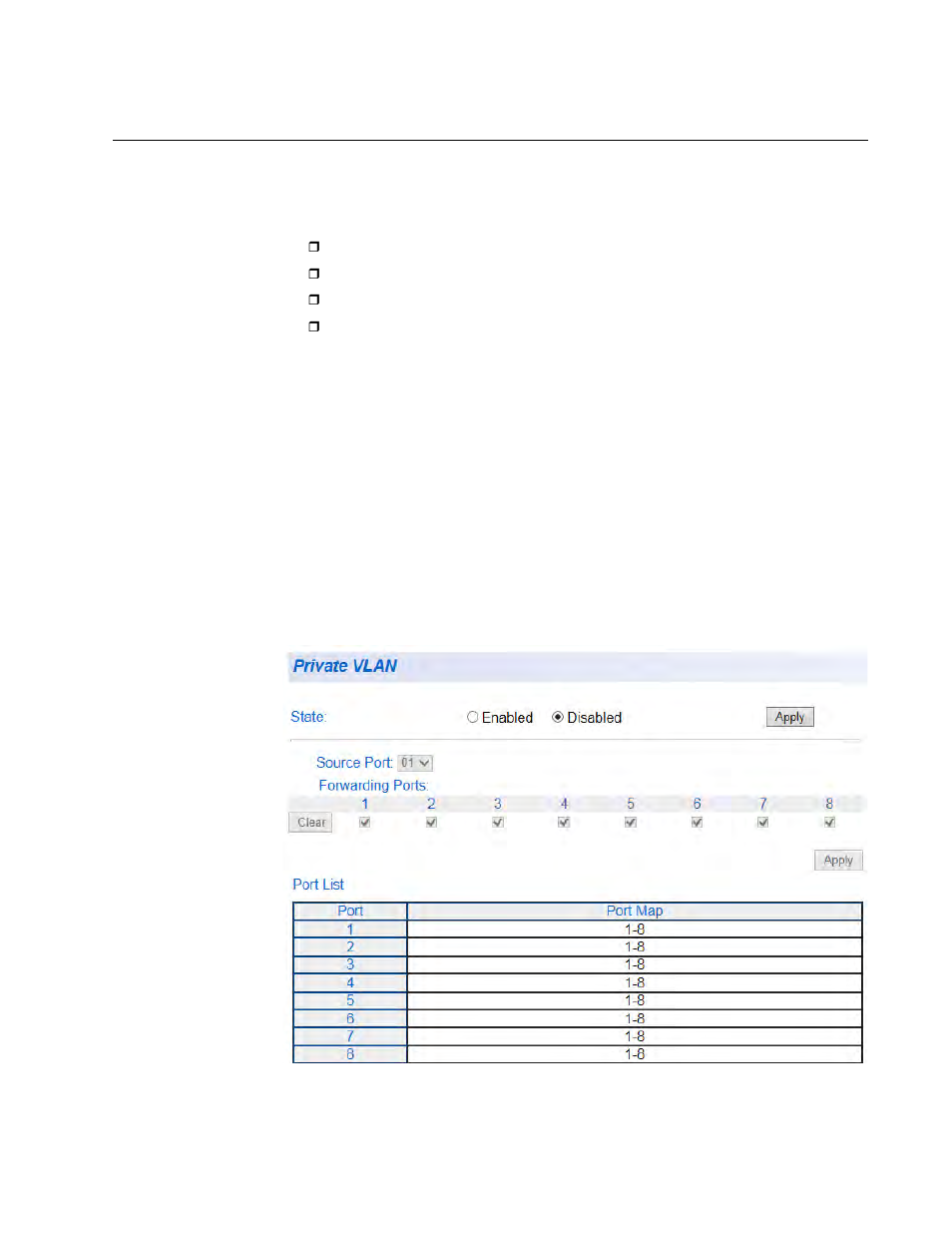 Private vlan configuration, Enable or disable private vlan | Allied Telesis AT-GS950/8 User Manual | Page 179 / 404