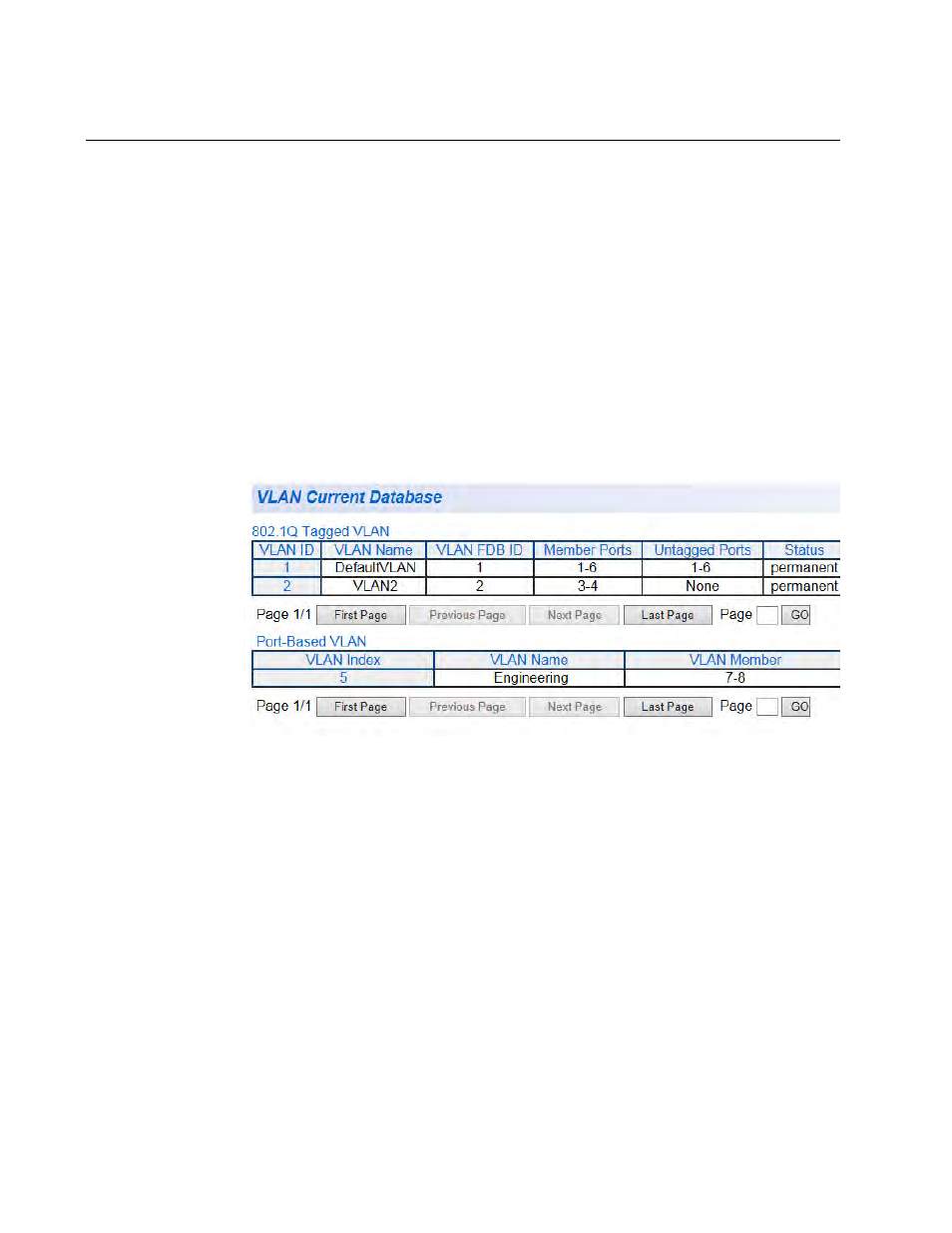 View current vlan database | Allied Telesis AT-GS950/8 User Manual | Page 182 / 404