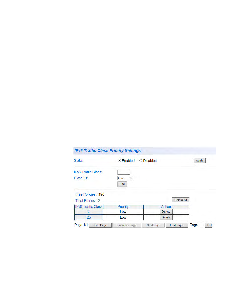 Create ipv6 traffic class entries | Allied Telesis AT-GS950/8 User Manual | Page 205 / 404