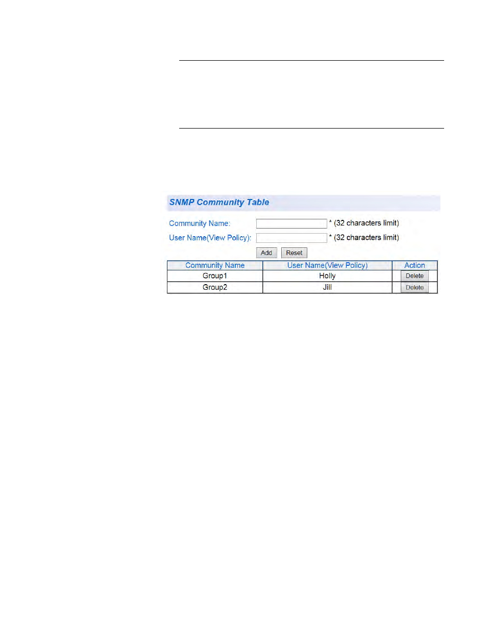 Modify snmp community strings, Delete snmp community strings | Allied Telesis AT-GS950/8 User Manual | Page 217 / 404
