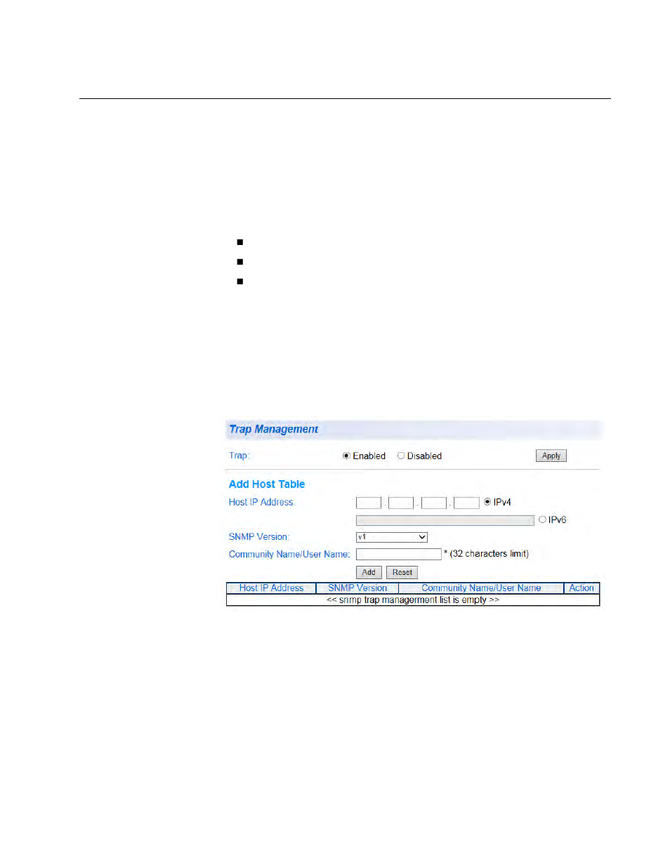 Snmp traps, Create trap host table entry | Allied Telesis AT-GS950/8 User Manual | Page 219 / 404