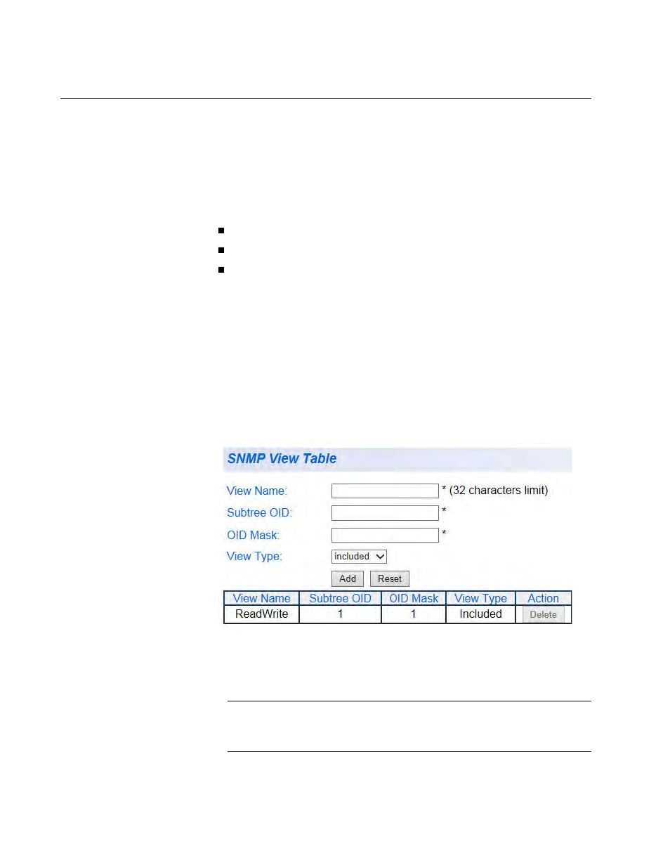 Snmpv3 view table, Creating snmpv3 view table entries, Figure 88. snmp view table | Allied Telesis AT-GS950/8 User Manual | Page 234 / 404