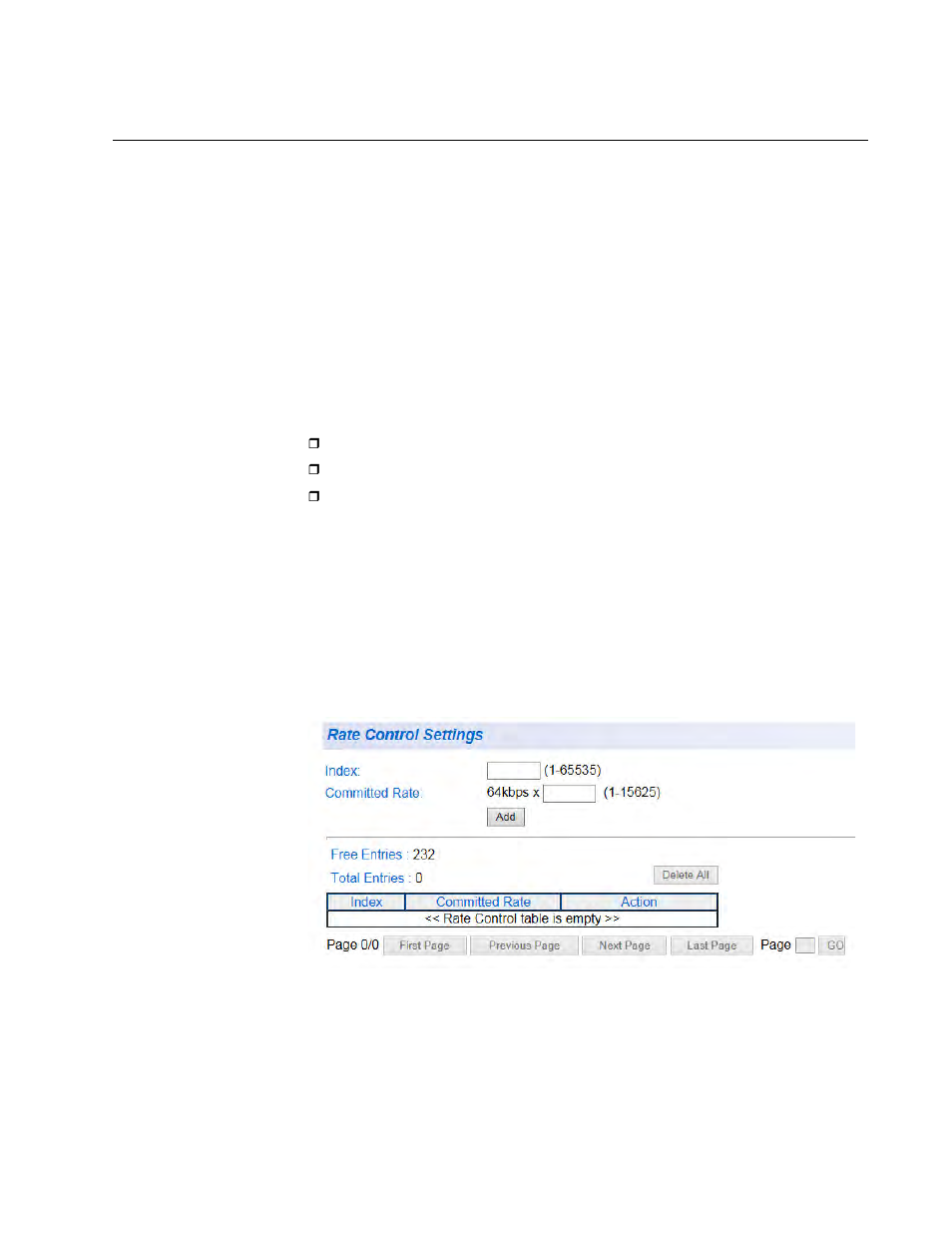 Rate control settings, Create a rate control entry | Allied Telesis AT-GS950/8 User Manual | Page 251 / 404