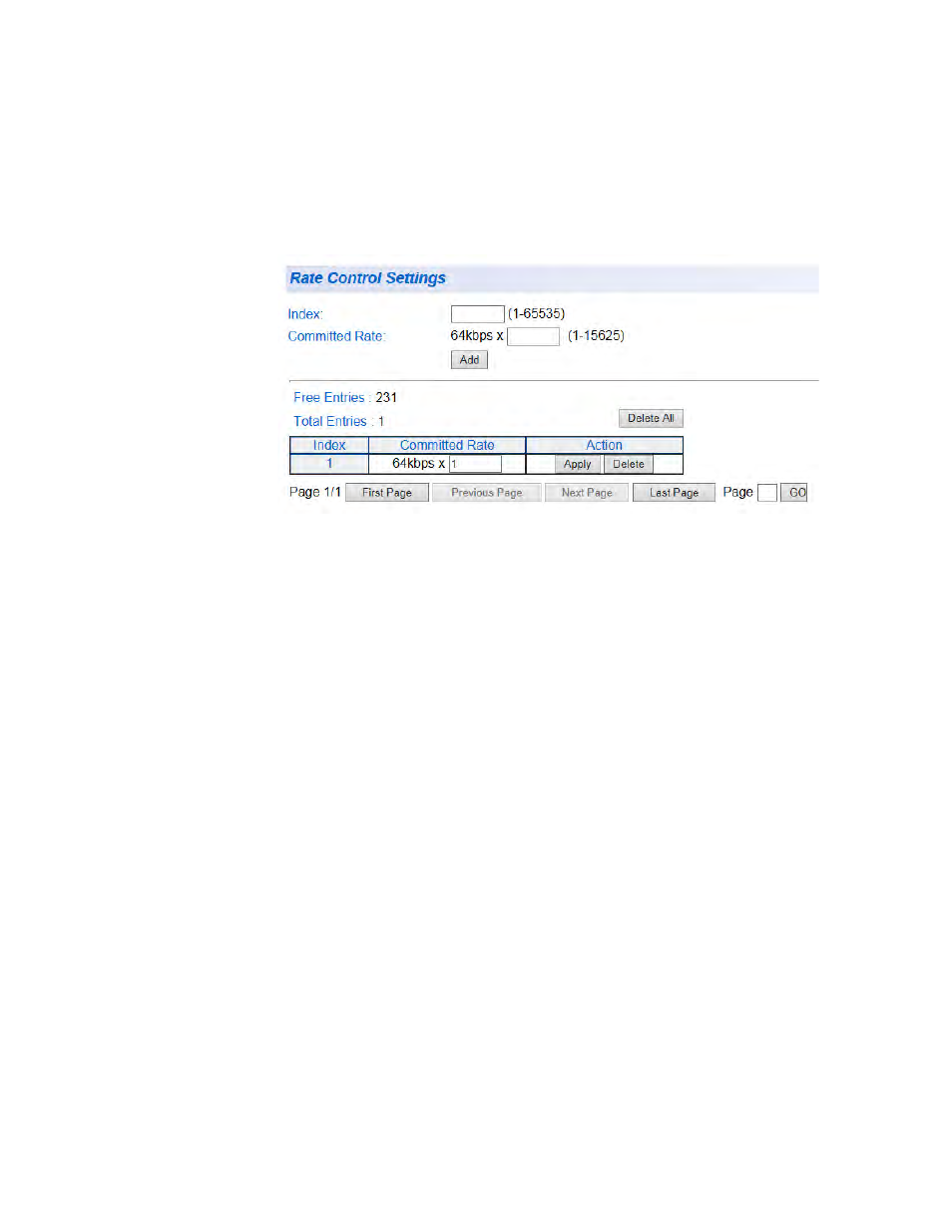 Modify the committed rate, Figure 98. rate control settings example | Allied Telesis AT-GS950/8 User Manual | Page 252 / 404
