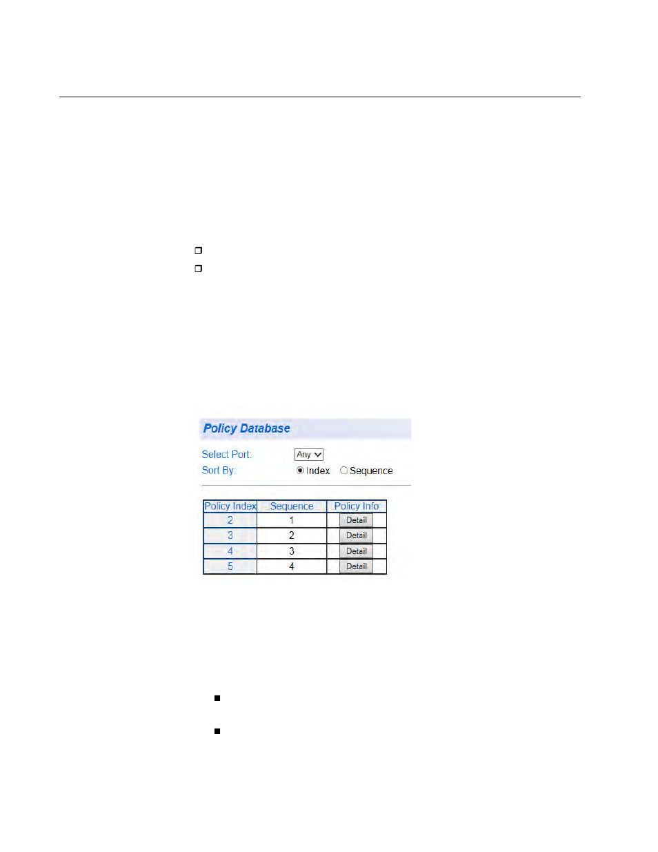 Policy database, Display policy sequence | Allied Telesis AT-GS950/8 User Manual | Page 254 / 404