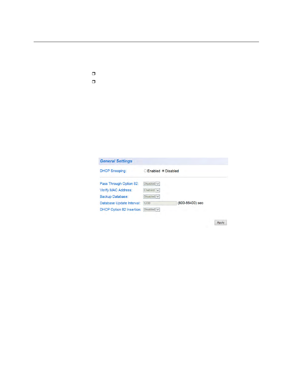 General configuration, Enabling dhcp snooping | Allied Telesis AT-GS950/8 User Manual | Page 303 / 404