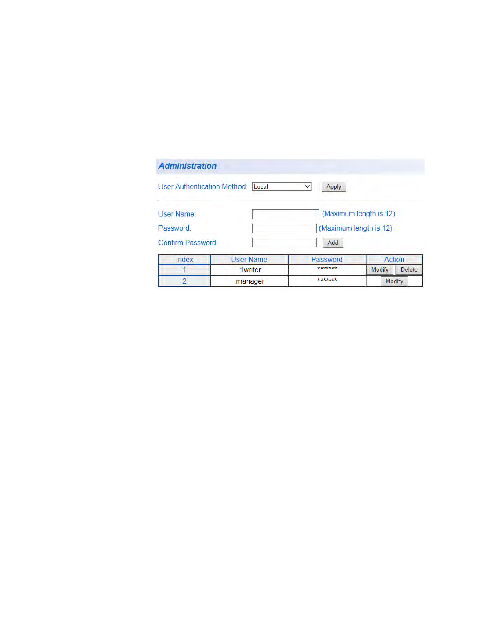 Modify user name and password | Allied Telesis AT-GS950/8 User Manual | Page 43 / 404