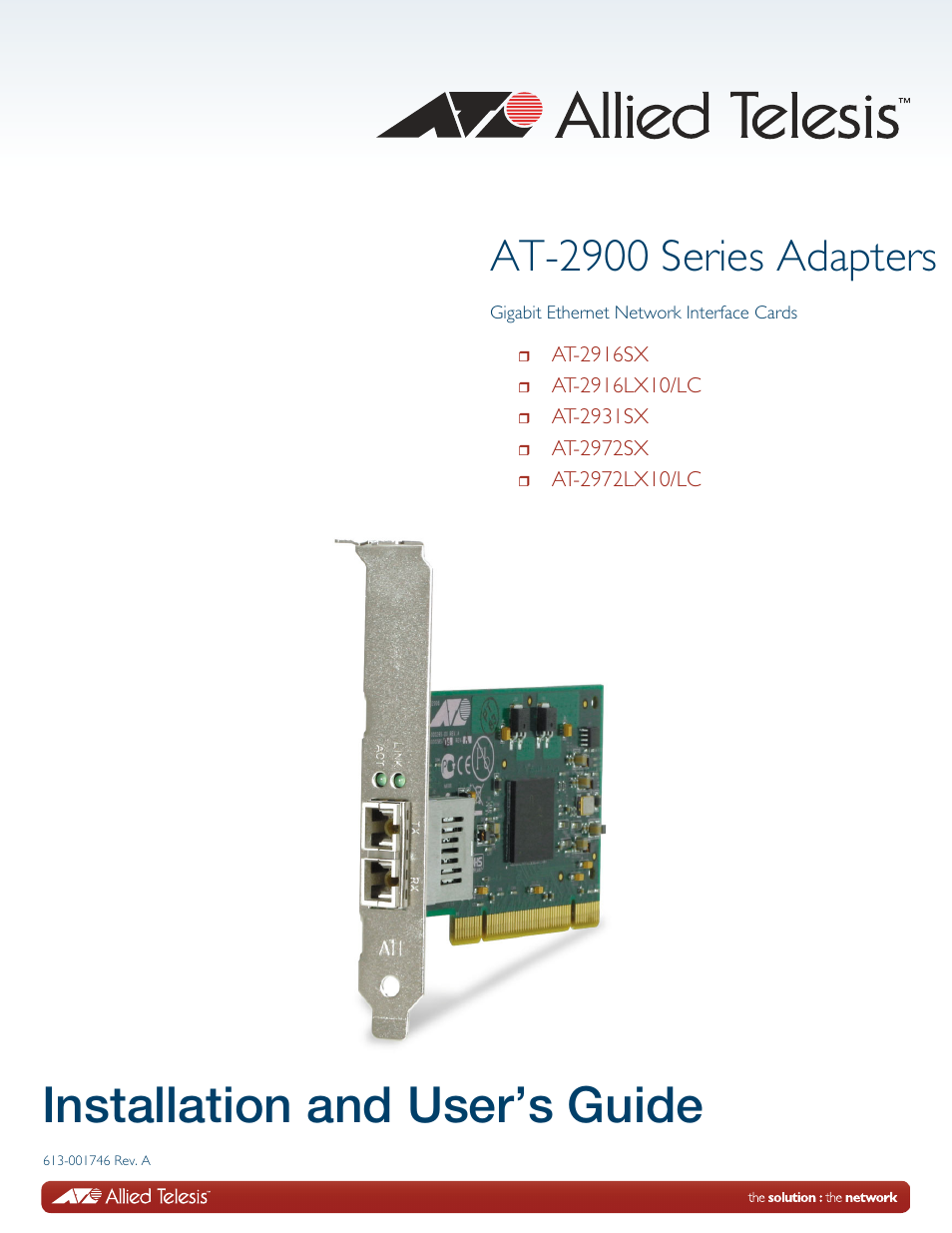 Allied Telesis AT-2900 Series Adapters User Manual | 142 pages