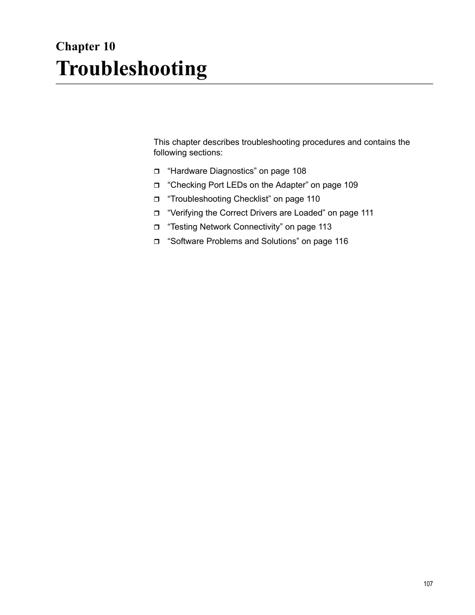 Chapter 10, Troubleshooting | Allied Telesis AT-2900 Series Adapters User Manual | Page 107 / 142