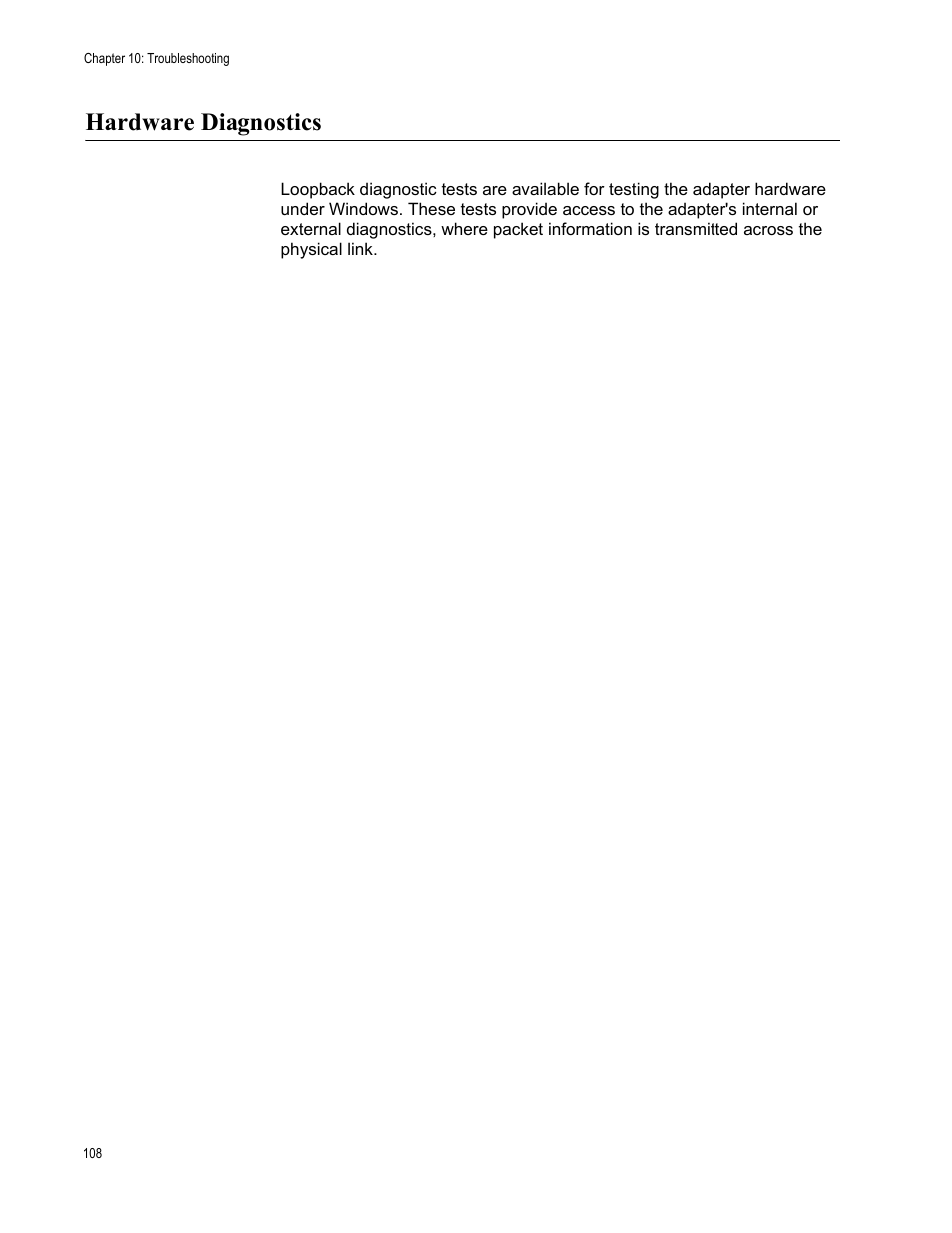 Hardware diagnostics | Allied Telesis AT-2900 Series Adapters User Manual | Page 108 / 142