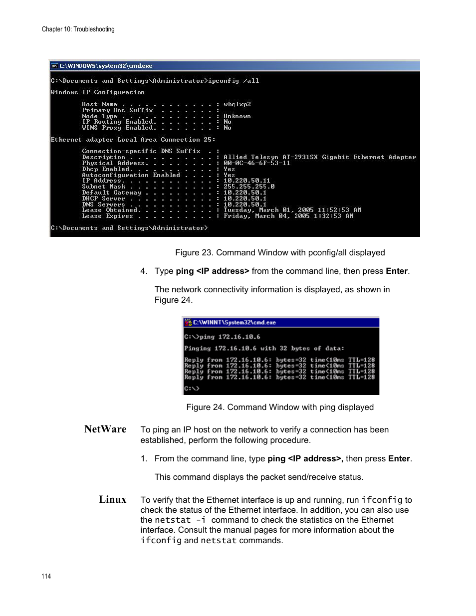 Netware, Linux, Netware linux | Allied Telesis AT-2900 Series Adapters User Manual | Page 114 / 142