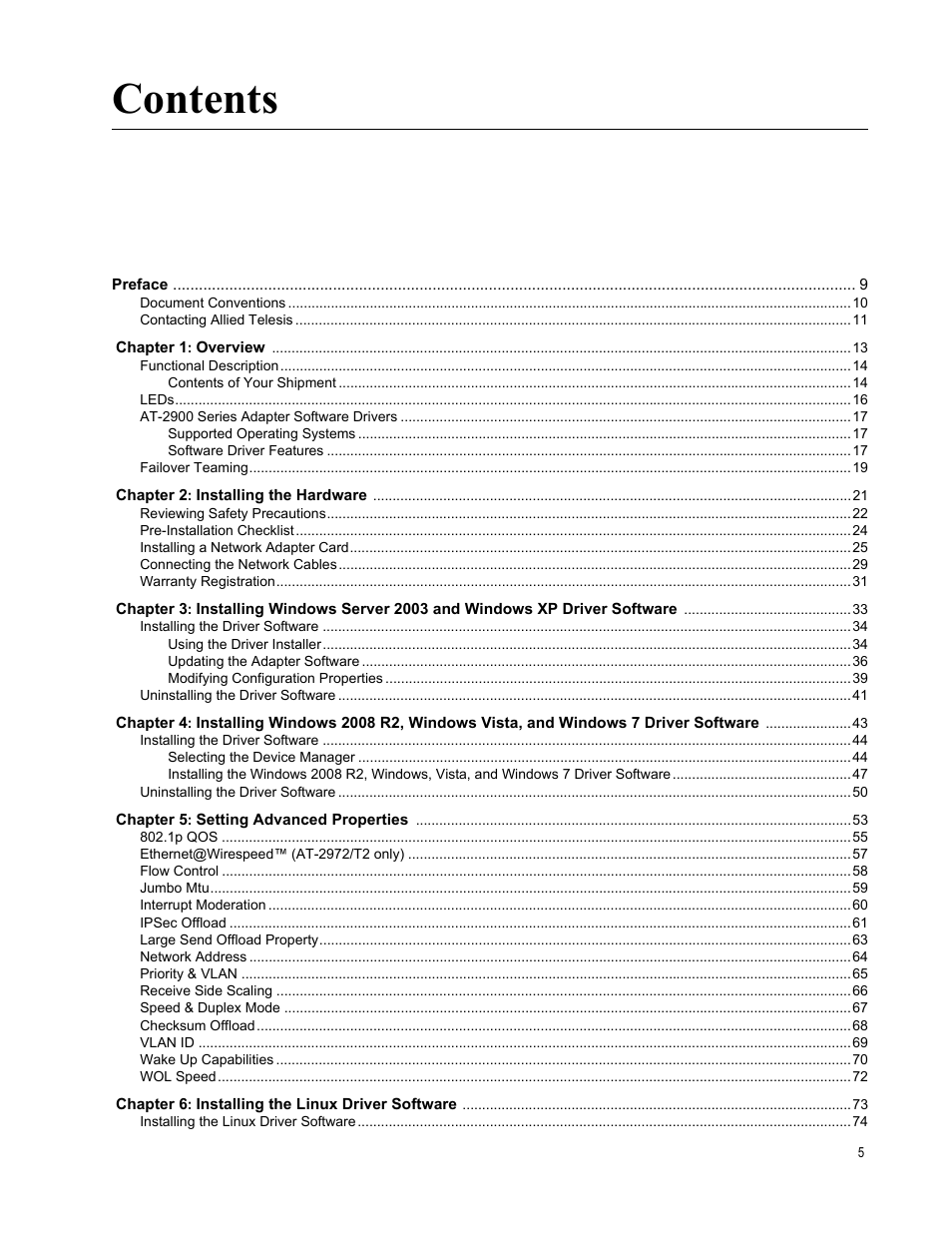 Allied Telesis AT-2900 Series Adapters User Manual | Page 5 / 142